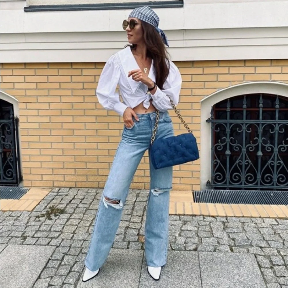 Zara Quilted Denim Handbag - Picture 11 of 13